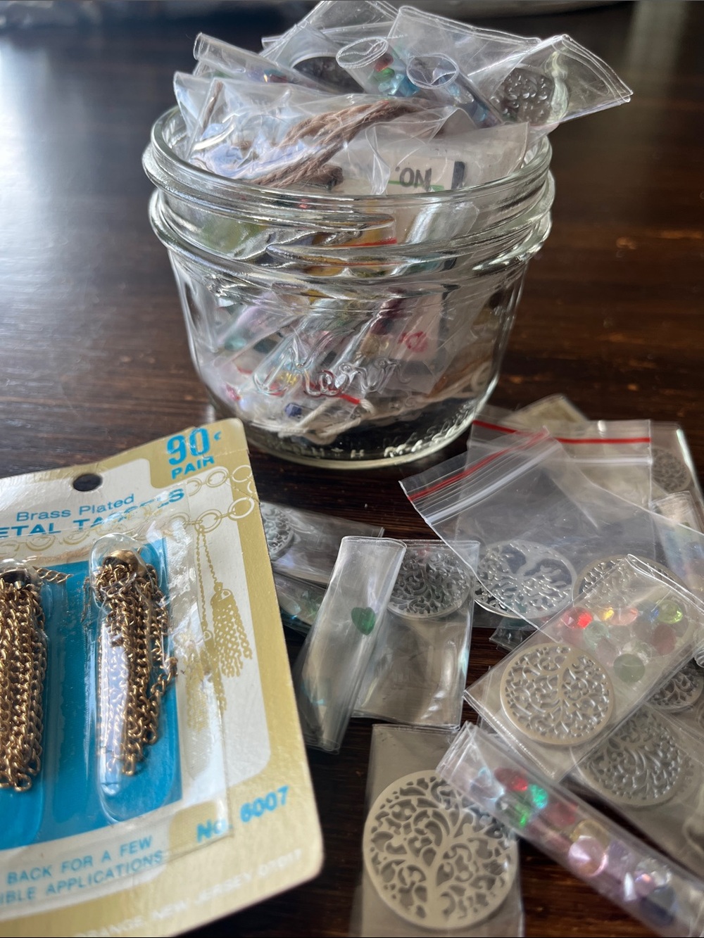 Glass Storage Jar with Assorted Jewelry Making